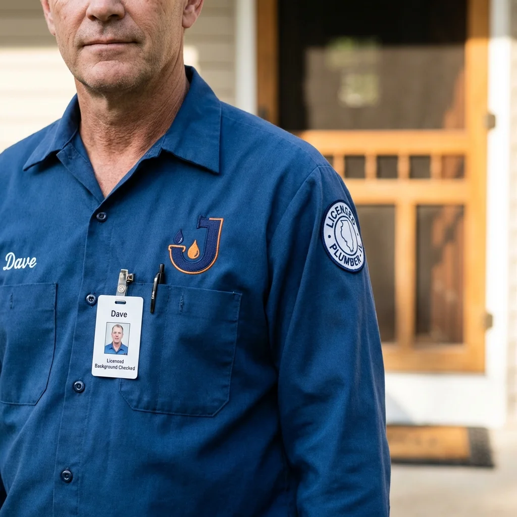 Licensed plumber showing ID badge in Williamsport, PA