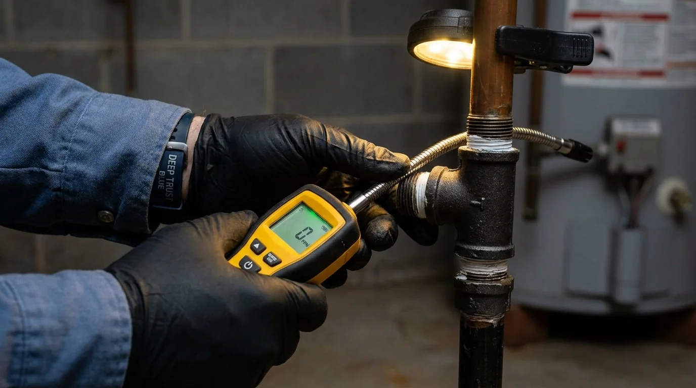 Gas leak detection with electronic sniffer by Johns Plumbing LLC in Williamsport