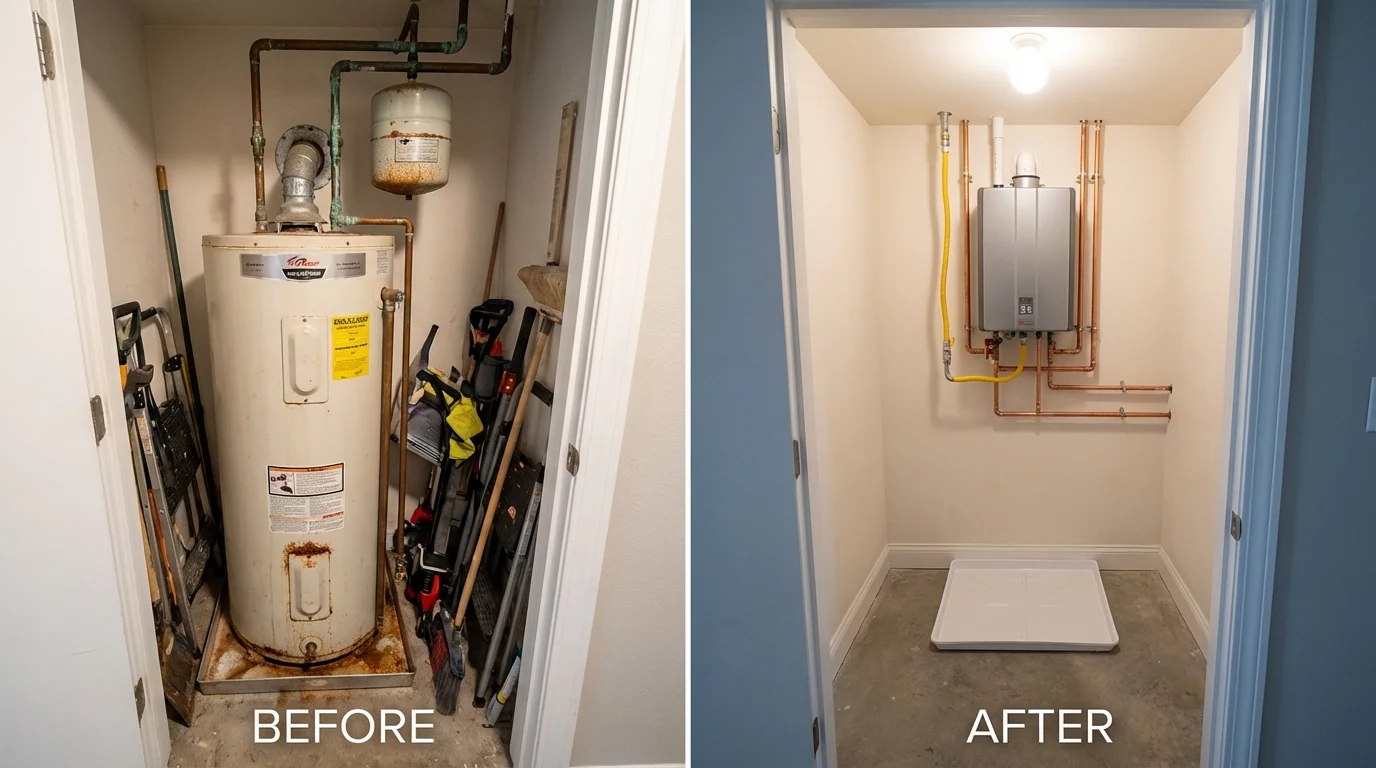Tank water heater versus wall-mounted tankless unit comparison for Williamsport, PA homeowners
